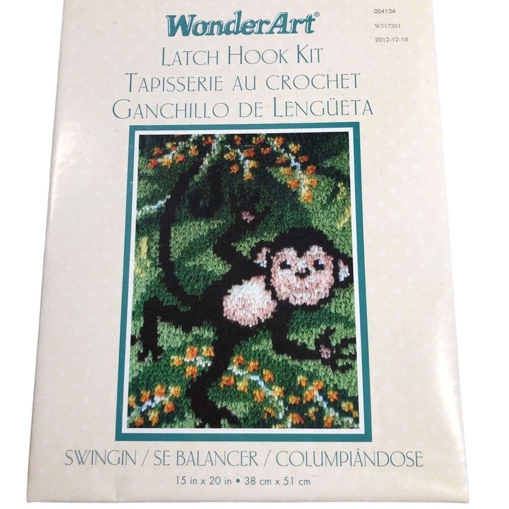 WonderArt Latch Hook Kit - Swingin Monkey 15”x20”
